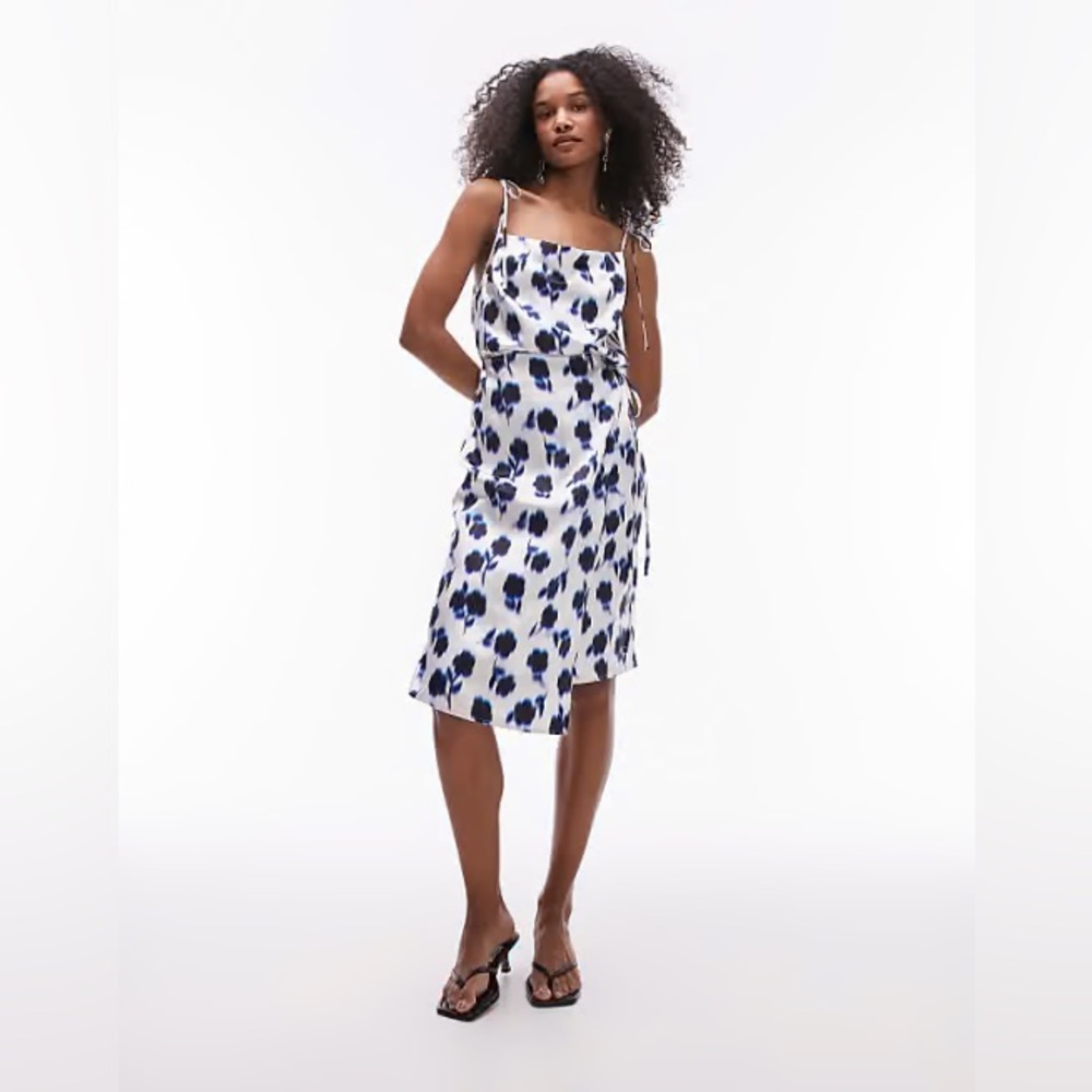 Topshop Blue and White Midi Dress